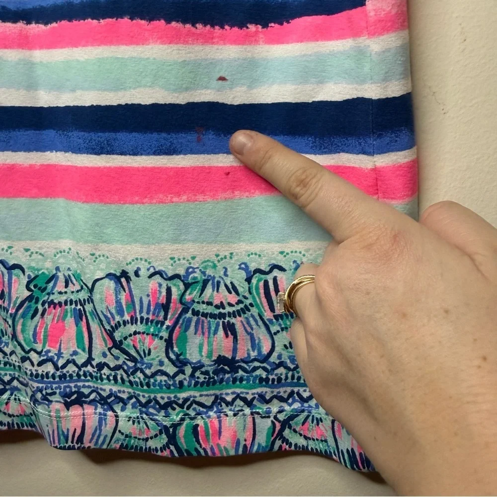 LILLY PULITZER Sophie UPF 50+ Mini Length Resortwear Dress in Sandy Shell Stripe